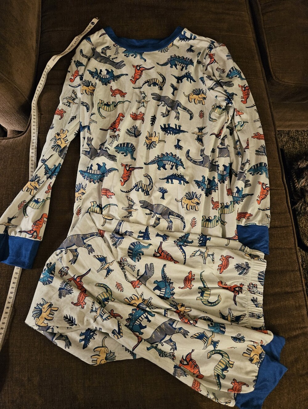 Colorful Dinosaur print pajama lounge 2-piece set size large